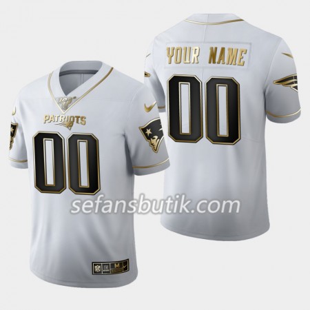 New England Patriots Tröjor Custom Nike Vit Golden Edition 100th - Herr New England Patriots Tröjor Custom Nike Vit Golden Edition 100th - Herr